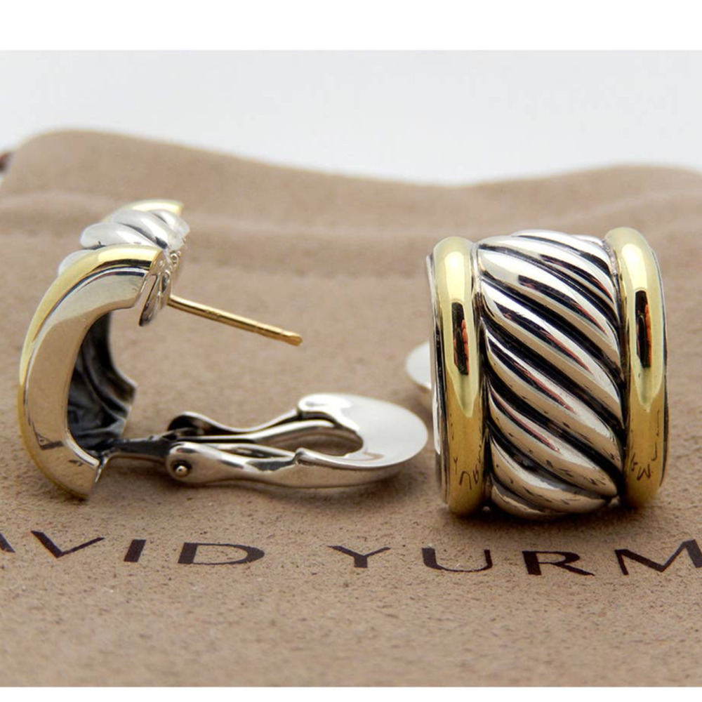 David Yurman Cable Huggie Earrings in Sterling Silver & 14K Gold - Picture 3 of 8